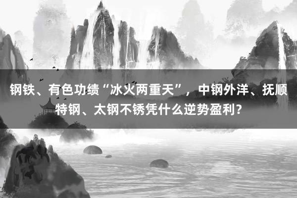 钢铁、有色功绩“冰火两重天”，中钢外洋、抚顺特钢、太钢不锈凭什么逆势盈利？